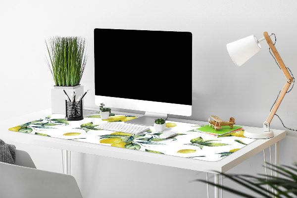 Large desk mat table protector yellow lemon