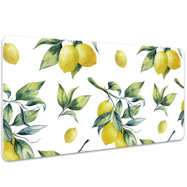 Large desk mat table protector yellow lemon