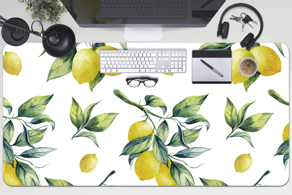 Large desk mat table protector yellow lemon