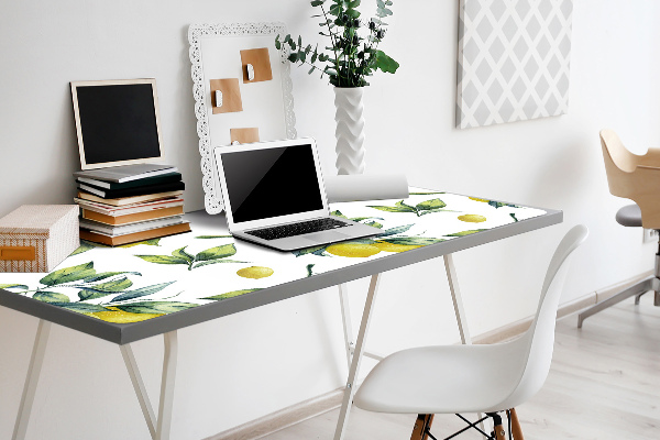 Large desk mat table protector yellow lemon