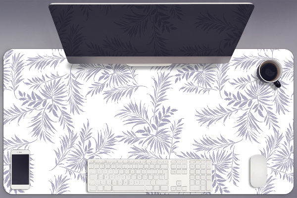 Large desk pad PVC protector gray leaves