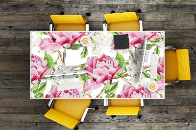 Full desk mat pink peonies