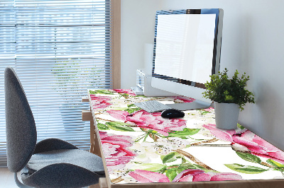 Full desk mat pink peonies