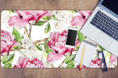 Full desk mat pink peonies