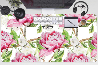 Full desk mat pink peonies