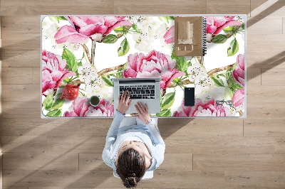 Full desk mat pink peonies