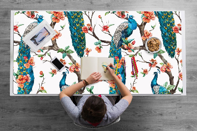 Full desk mat Peacocks and flowers