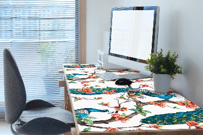 Full desk mat Peacocks and flowers