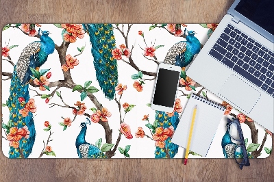 Full desk mat Peacocks and flowers