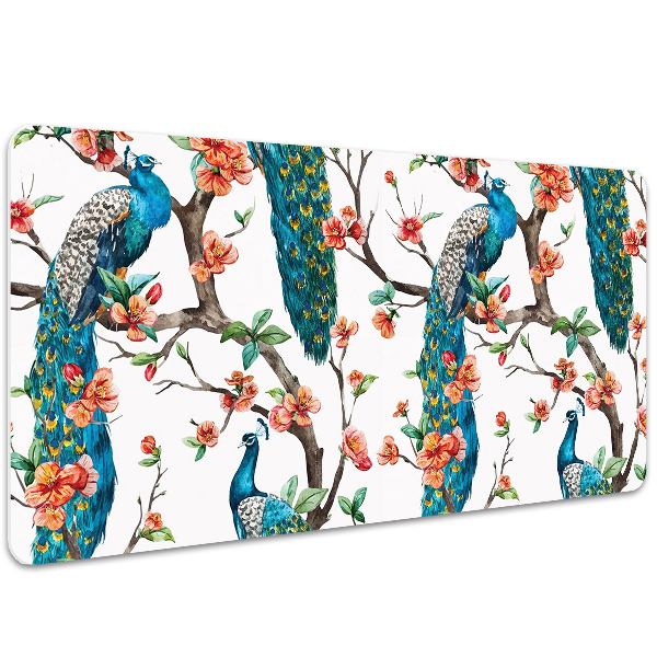 Full desk mat Peacocks and flowers