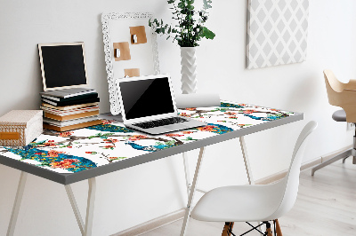 Full desk mat Peacocks and flowers