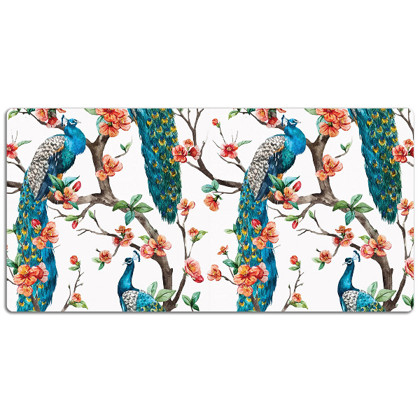 Full desk mat Peacocks and flowers