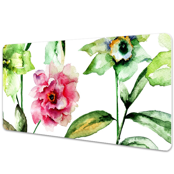 Large desk mat table protector spring flowers