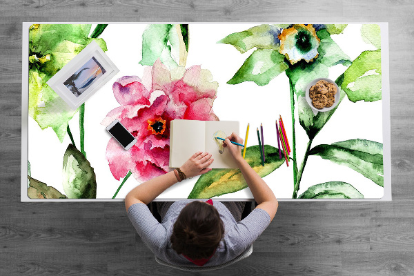 Large desk mat table protector spring flowers