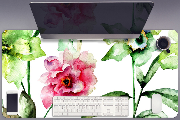 Large desk mat table protector spring flowers