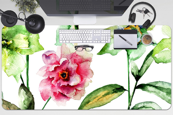 Large desk mat table protector spring flowers