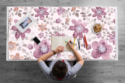 Large desk mat table protector pink flowers