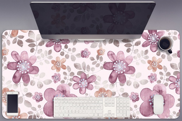 Large desk mat table protector pink flowers