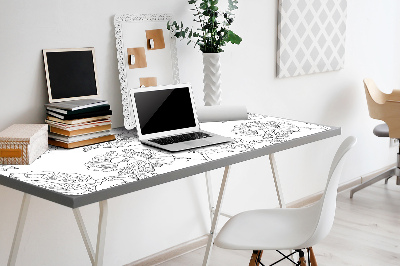 Large desk mat table protector drawn roses