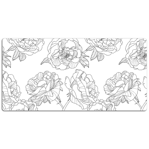Large desk mat table protector drawn roses