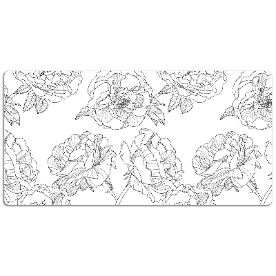 Large desk mat table protector drawn roses