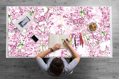 Large desk mat for children lilac flowers