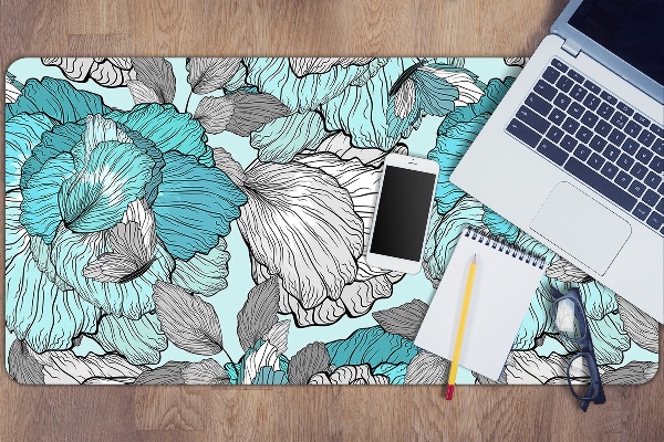 Large desk mat table protector flowers Doodle