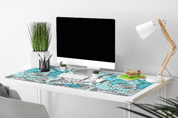 Large desk mat table protector flowers Doodle