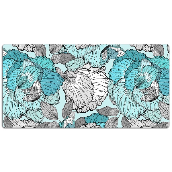 Large desk mat table protector flowers Doodle