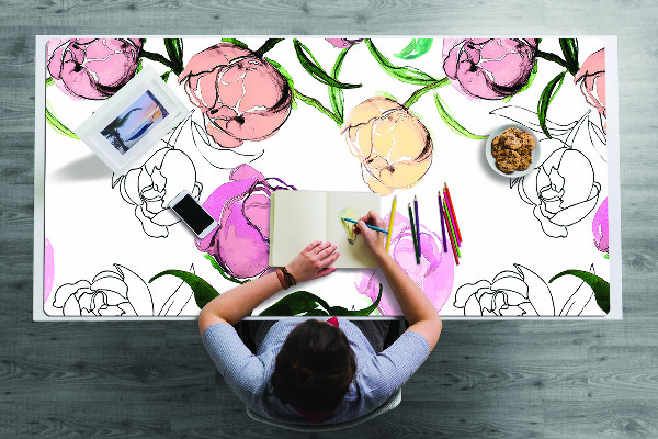 Large desk mat for children Peonies