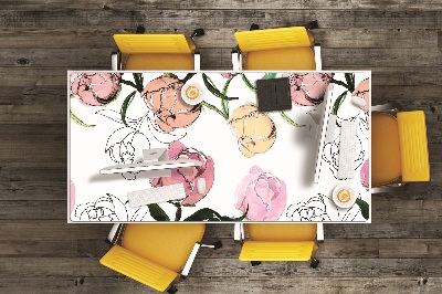 Large desk mat for children Peonies