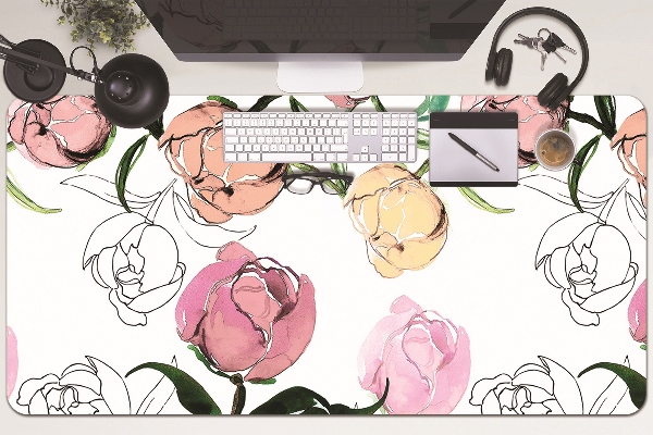 Large desk mat for children Peonies