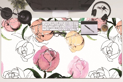 Large desk mat for children Peonies