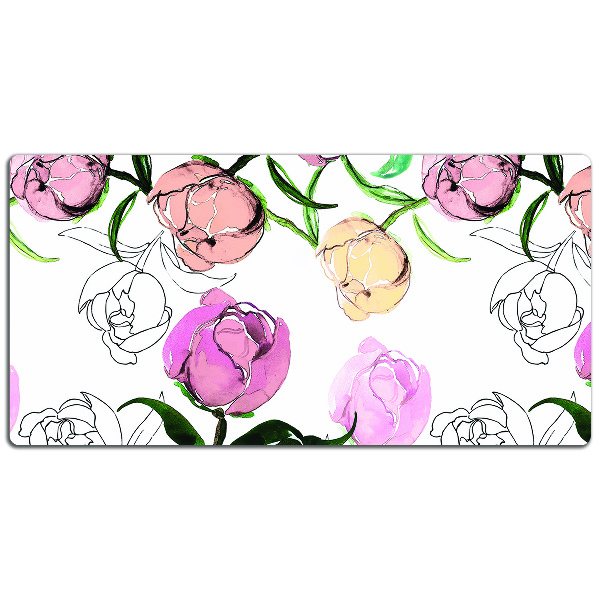 Large desk mat for children Peonies