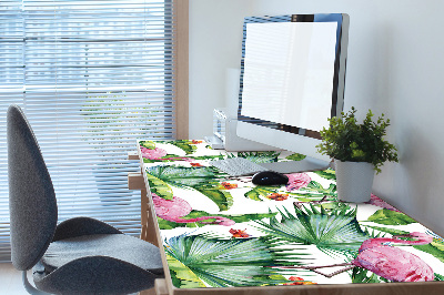 Full desk pad Leaves and Flamingos