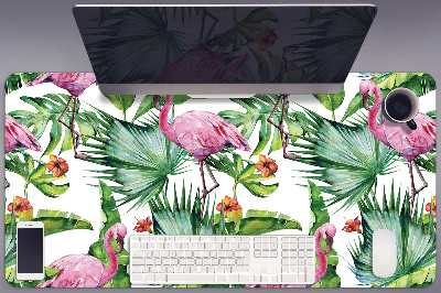 Full desk pad Leaves and Flamingos