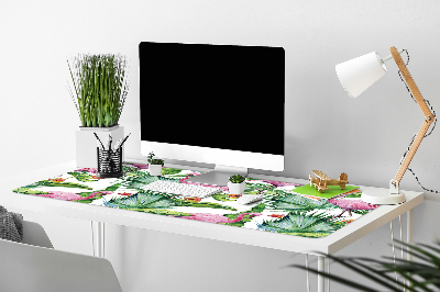 Full desk pad Leaves and Flamingos