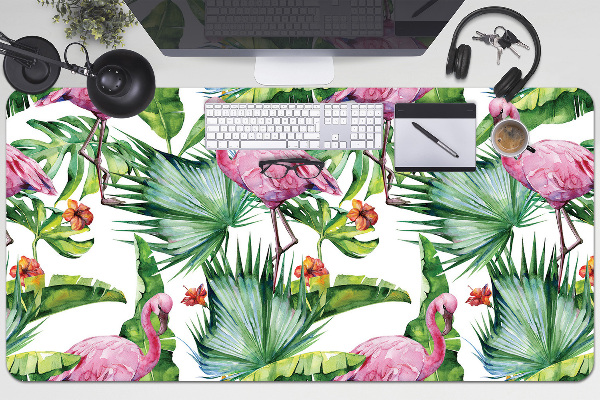 Full desk pad Leaves and Flamingos