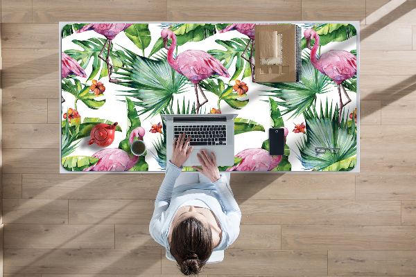 Full desk pad Leaves and Flamingos