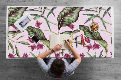 Large desk mat table protector pink flowers