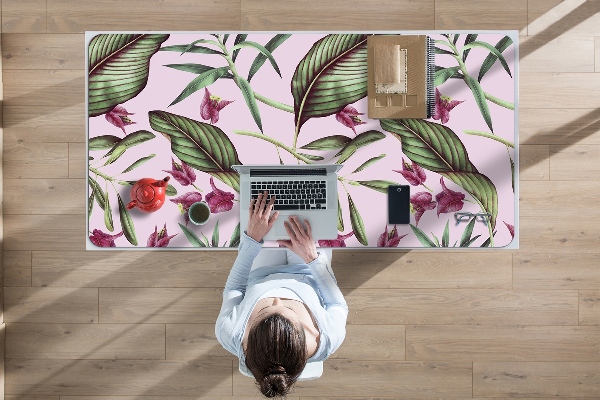 Large desk mat table protector pink flowers