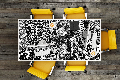 Desk mat Black and white leaves