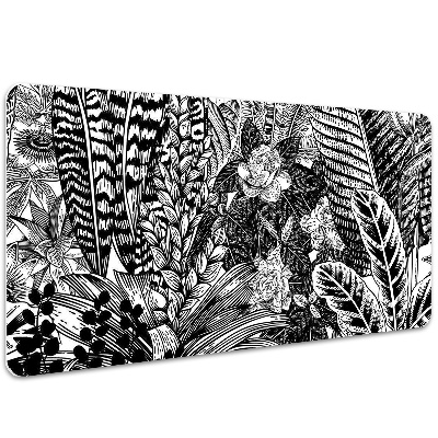 Desk mat Black and white leaves