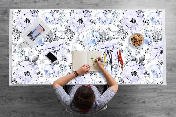 Desk pad blue roses