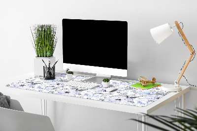 Desk pad blue roses