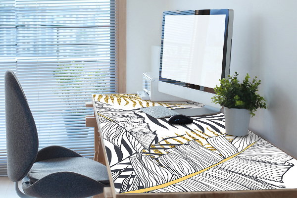 Large desk pad PVC protector golden leaves