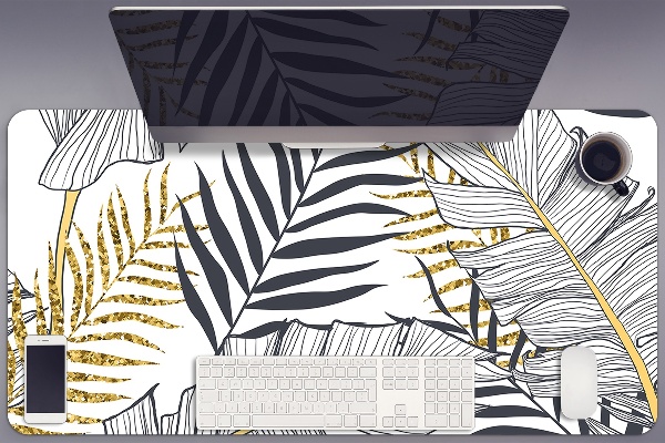Large desk pad PVC protector golden leaves