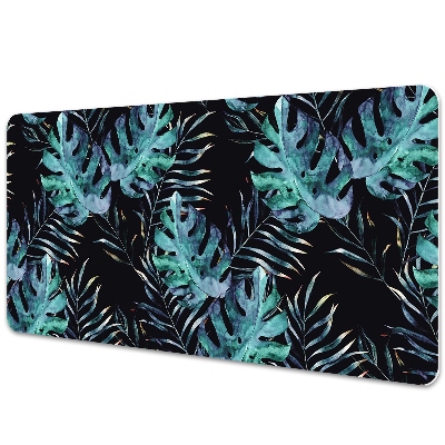 Large desk mat table protector dark leaves