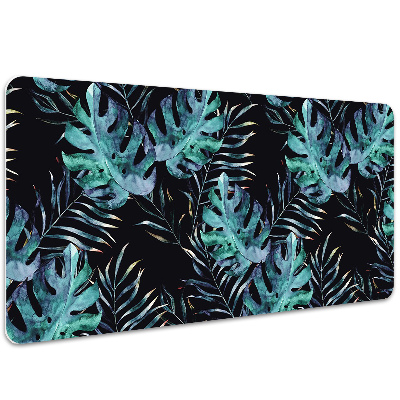 Large desk mat table protector dark leaves