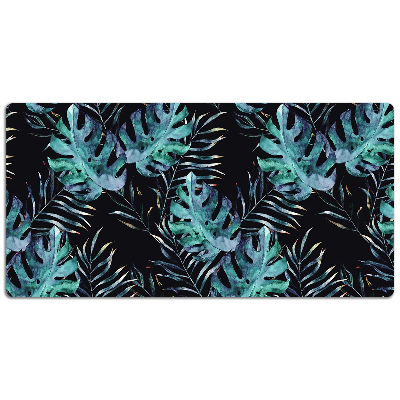 Large desk mat table protector dark leaves